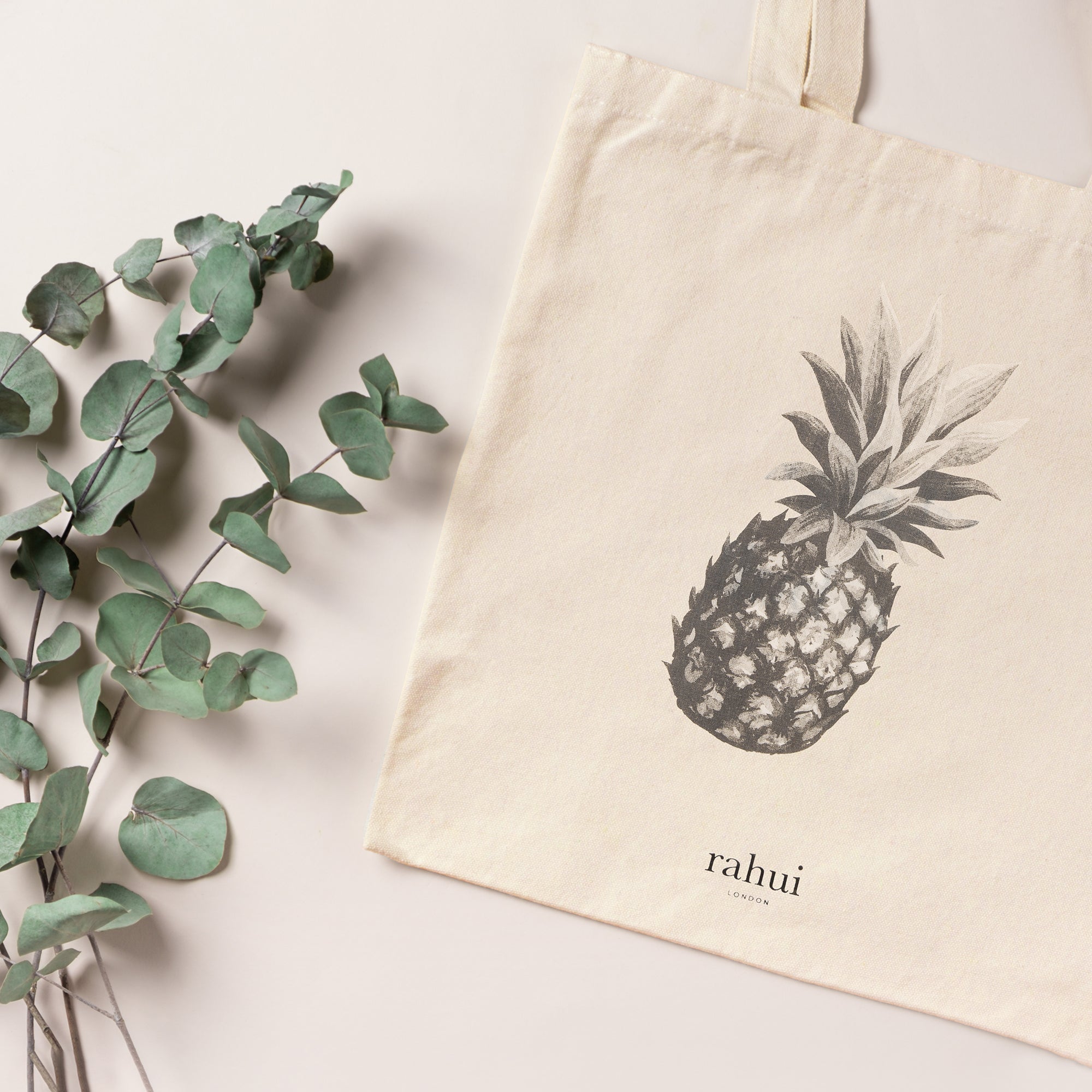 Pineapple Recycled Cotton Shopper Bag Natural Rahui London